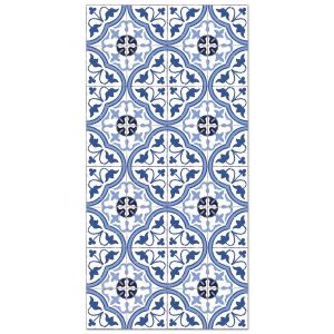 Tapis vinyle carreaux ciments fleur bleu 60x110cm