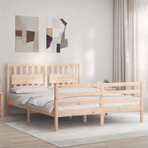 VidaXL Cadre de lit avec tête de lit 160x200 cm bois massif