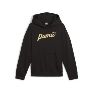 Puma ESS+ Script Metallic Hoodie FL G, Transpirer Filles Black-Gold Foil, 682780