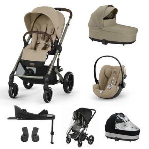 CYBEX - Poussette TRIO Balios S Lux + Nacelle Cot S Lux + Siège auto Cloud G Plus SET XL Almond Beige