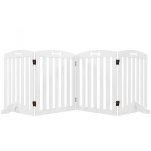 Pawhut Barrière de sécurité chien - avec pieds de support pointes antidérapantes - 4 panneaux - 2075 x 30 x 61 cm - blanc