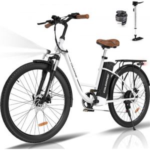V&eacute;lo &eacute;lectrique VAE E-Bike 28 Pouces, Moteur 250W, Batterie 36V 15Ah, 7 Vitesses, &Eacute;cran LCD - Blanc
