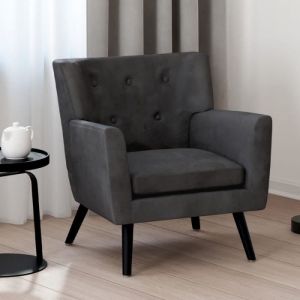 Idmarket Fauteuil scandinave ANITA en velours gris anthracite