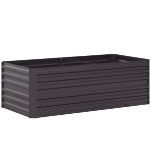 Image de Outsunny Carr&eacute; potager de jardin renforc&eacute; - dim. 180L x 90l x 59H cm - t&ocirc;le d'acier ondul&eacute;e galvanis&eacute;e gris