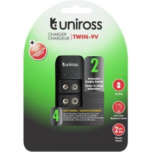 Uniross Chargeur TWIN pour 1 à 2 Piles Ni-MH 9V