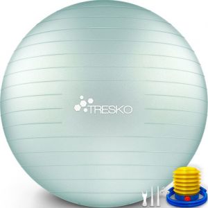 TRESKO Ballon Fitness Yoga Balle d’Exercice Antidérapant Balle Gymnastique avec Pompe 300 kg avec pompe à air Noir 55cm
