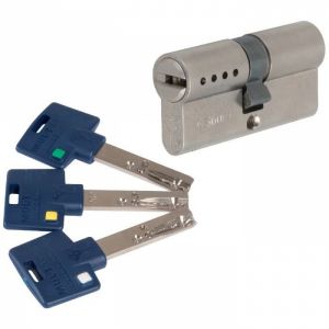 Image de Mul-T-Lock Cylindre 2 entrées varié nickelé - 55 x 40 mm - Interactive +