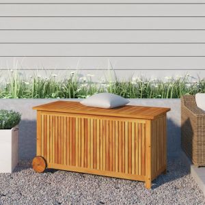 VidaXL Boîte de rangement de jardin avec roues 113x50x58cm Bois acacia