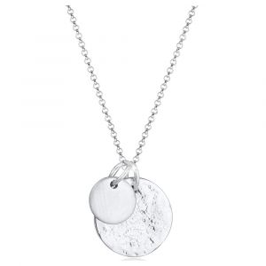 Elli Collier Femme Pendentif Plaque Martelé en Argent Sterling 925