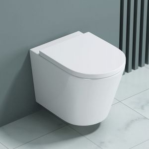 Image de Sogood - wc suspendu blanc cuvette céramique toilette abattant silencieux avec frein de chute Aix108n - Blanc