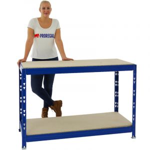 PROREGAL Etabli Tiger réglable en Hauteur | HxLxP 90x140x60cm | Capacité de Charge 600 kg | Bleu | Etabli d’Atelier, Table de Travail, Bricolage, logistique