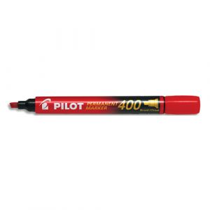 Pilot Marqueur permanent MARKER 400 pointe biseautée large encre rouge - Lot de 12