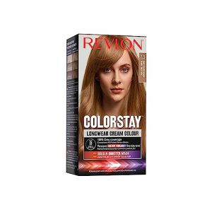 Revlon ColorStay, Coloration Permanente, Crème Longue Tenue, Couvre 100% des cheveux blancs, Jusqu’à 8 semaines de couleur, Huile de Macadamia et de Beurre de Murumuru, N°7.3 Blond Foncé Doré