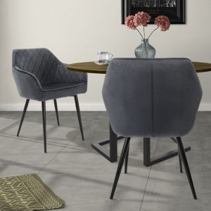 ML-Design Lot 2x Chaises de Salle à Manger - Anthracite - Style Rétro - Dossier/Accoudoirs
