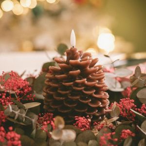 Bougie LED Cire Naturelle à Piles Konggle Brun