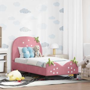 VidaXL Cadre de lit pour tout-petit avec t&ecirc;te de lit Rose 70 x 140 cm