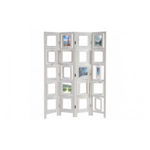 Image de Décoshop26 Paravent 4 panneaux blanc en bois avec porte photos 160x125cm