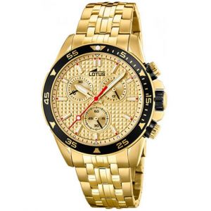 Lotus Montre CHRONO 18653-1 - Chrono Acier PVD Bicolore Cadran Doré Homme