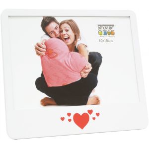 Deknudt Cadre Photo S68kk1 E1h - Bois Blanc - Cœurs Rouges - Pour Photo 10x15cm 10x15 Blanc