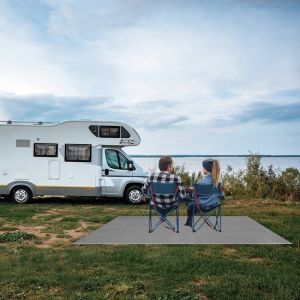 Image de LifeGoods Tapis d'ext&eacute;rieur - 152x230CM - Tapis de jardin - Sac de transport inclus - Gris