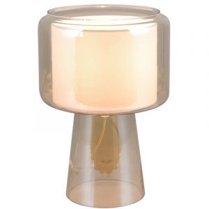 Trio Lampe design, Lampe de table verre et tissu Rocka Ambre en Verre
