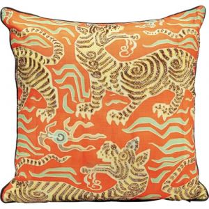 Kare Design Coussin Tiger Love - Rouge - Multicolore - 45 x 45 cm - Motif Tigre - Housse Amovible avec Fermeture &eacute;clair - Coussin d&eacute;coratif avec Rembourrage - Coussin d&eacute;coratif pour canap&eacute;