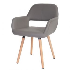 Mendler Chaise de salle à manger HWC-A50 II, fauteuil, design rétro des années 50 ~ similicuir, gris