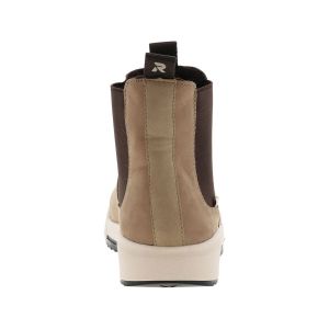 Image de Rieker Boots FEMME fourr&eacute;e, aspect nubuck sable &agrave; semelle running vulcanis&eacute;e et &agrave; soufflets &eacute;lastiqu&eacute;s marron