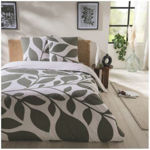 Parure de lit 3 pièces Adulte 2 personnes en coton 57 fils imprimé vert Set de Housse de couette 240x220cm +2 Taies d'oreiller 63x63 cm avec