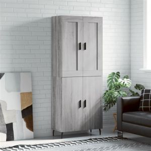 VidaXL Buffet Haut, Armoire de Rangement avec Pieds, Meuble de Rangement, Organisateur Salon Salle de Séjour, Sonoma Gris Bois d'Ingénierie