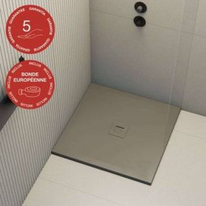 Receveur de douche Poalgi, extraplat, gris tundra, L.90 x l.90 cm, s&eacute;rie Hos's