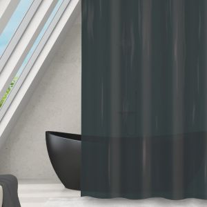 MSV Rideau de douche peva romana 180x200cm Noir transparent