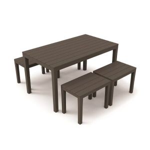 Wilsa Garden Ensemble de jardin table avec 4 bancs Samoa