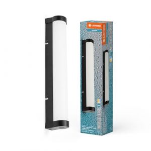 Ledvance ORBIS Tube Spiegel-/Wandleuchte mit LED, gefrostetes Glas/schwarz, 9W, 820lm, dimmbar, 3000/4000K &uuml;ber Wandschalter einstellbar, 40cm Durchmesser, IP44 Schutz vor Fremdk&ouml;rpern/Spritzwasser