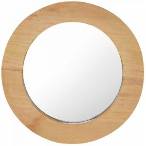 VidaXL Miroir mural 40 cm Teck Rond - Brun