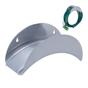 Relaxdays Support mural rond pour votre tuyau d'arrosage de 1/2 pouces et 30 m, en métal (fer), jardin, gris