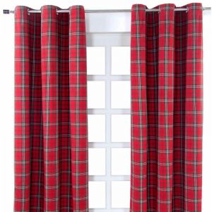 Homescapes - Paire de rideaux à œillets - Edward Tartan 117 x 137 cm - Rouge