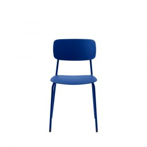 DRAWER Lot de 4 chaises en plastique et métal - Bleu klein - Elin