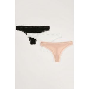 Image de Calvin Klein Thong 3pk Lingerie, Noir/Blanc/Amande Miel, XS Mixte