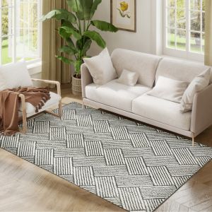 Homcom Tapis salon 170 x 120 cm lavable en machine hypoallergénique gris