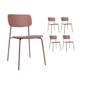 Kosmi Lot de 4 chaises scandinaves au design minimaliste coloris rose poudré