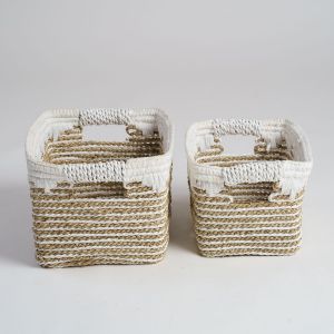 Wanda Collection Ensemble de 2 paniers de rangement en jonc de mer M-S CATY