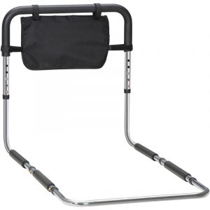 Homcom Barre de redressement de lit réglable en hauteur - poignée d'appui pour le lit - barre d'appui de lit avec rangement - acier noir