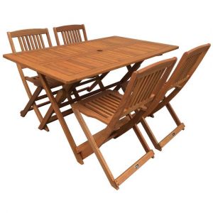 Habitat et Jardin Salon de jardin repas Hongkong 4 - Maple - Marron clair