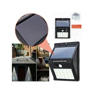 Trade Shop Traesio - projecteur 20 led avec panneau solaire rechargeable et détecteur de mouvement pour l'extérieur