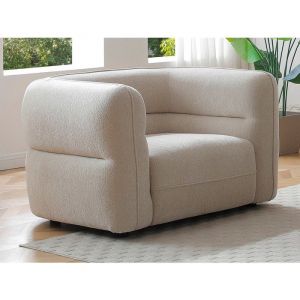 Fauteuil en tissu chenille beige TALIENA