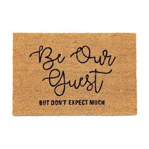 Image de Relaxdays Paillasson en Fibres de Coco, &laquo;Be Our Guest&raquo;, 60x40 cm, antid&eacute;rapant, int&eacute;rieur et ext&eacute;rieur, Nature - Noir