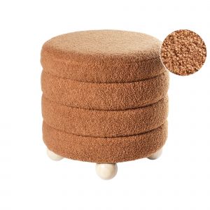 Beliani Pouf Chilly Marron Doré Fourrure Synthétique 42 Cm 42 Cm