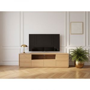 Bobochic Meuble TV 2 portes 180 cm FERRET effet tasseaux de bois