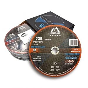 Lot de 25 Disques &agrave; Tron&ccedil;onner MERRYLAND pour Meuleuse d'Angle | 230 x 3,0 x 22,23 mm | Acier & M&eacute;tal